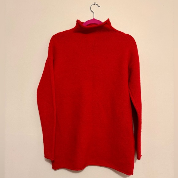 Cupcakes & Cashmere SKI Red Mock Turtleneck Oversized Pullover Sweater Size XS - Picture 6 of 7